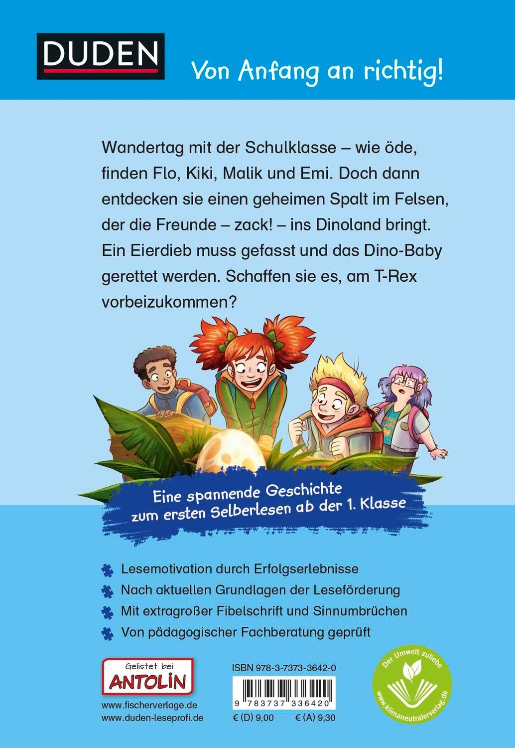 Rückseite: 9783737336420 | Duden Leseprofi - Dino-Baby in großer Gefahr, 1. Klasse | Sabine Stehr