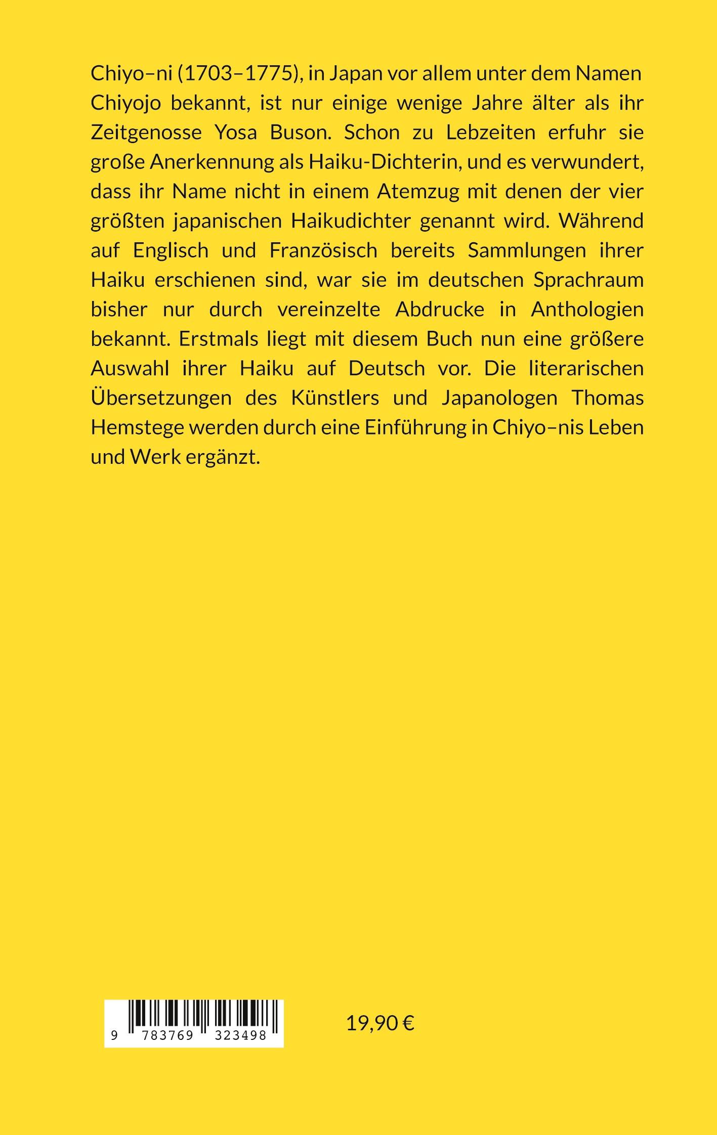 Rückseite: 9783769323498 | Chiyo-ni: Ausgewählte Haiku | In der Übersetzung von Thomas Hemstege