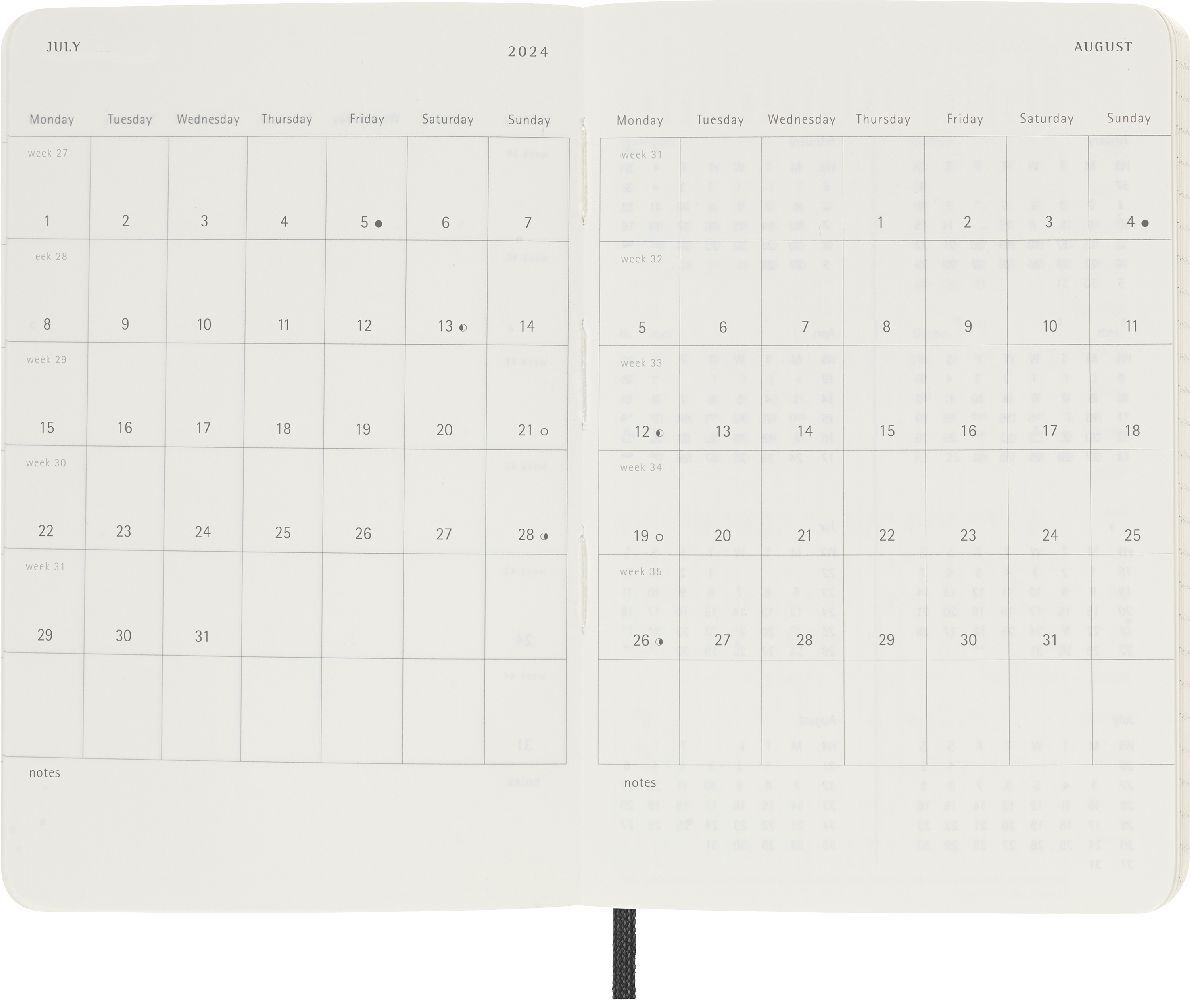 Bild: 8056598856576 | Moleskine 12 Monate Tageskalender 2024, Pocket/A6, Schwarz | Buch