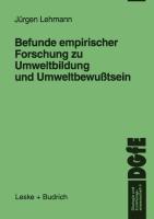 Cover: 9783810022684 | Befunde empirischer Forschung zu Umweltbildung und Umweltbewußtsein