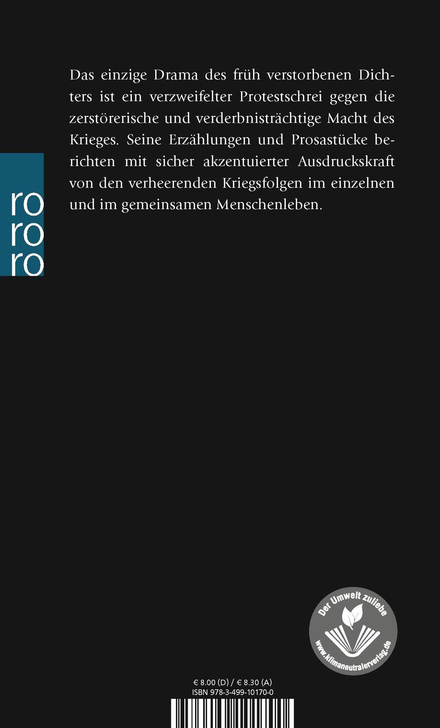 Rückseite: 9783499101700 | Draußen vor der Tür | und ausgewählte Erzählungen | Wolfgang Borchert