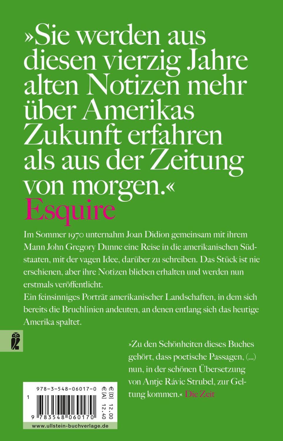 Rückseite: 9783548060170 | Süden und Westen | Notizen | Joan Didion | Taschenbuch | 160 S. | 2019