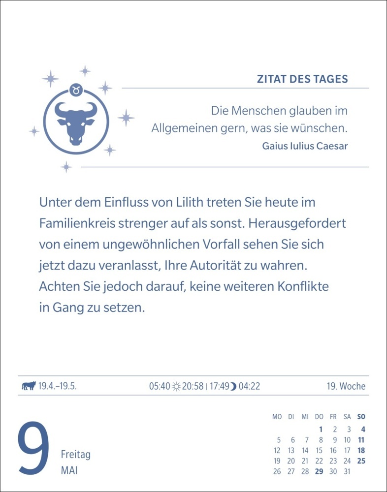 Bild: 9783840033681 | Stier Sternzeichenkalender 2025 - Tagesabreißkalender - Ihr...