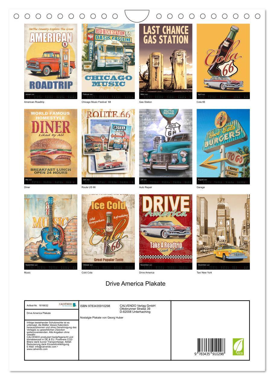 Bild: 9783435910298 | Drive America Plakate (Wandkalender 2025 DIN A4 hoch), CALVENDO...