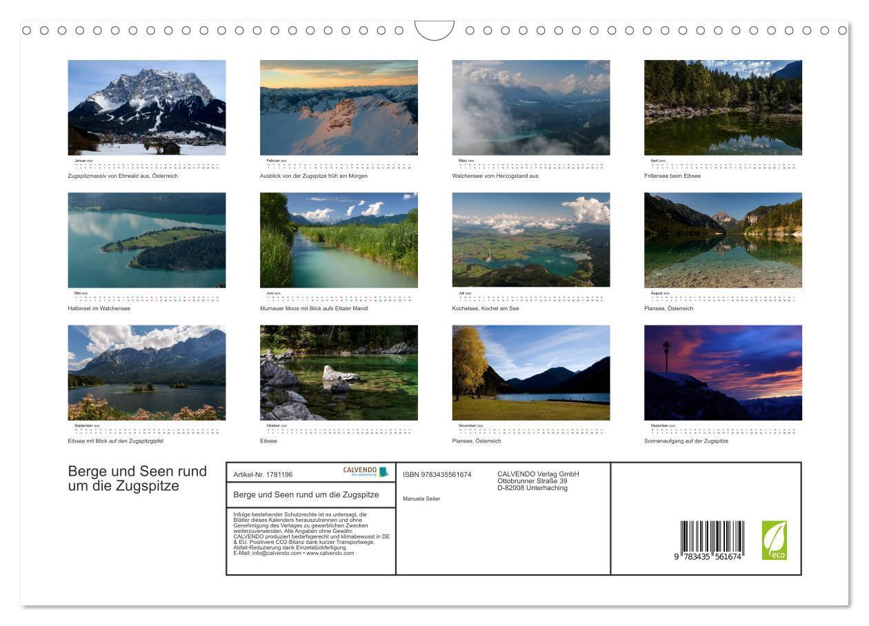 Bild: 9783435561674 | Berge und Seen rund um die Zugspitze (Wandkalender 2025 DIN A3...