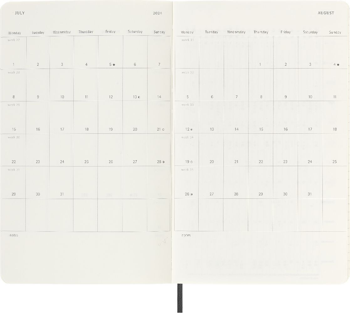 Bild: 8056598856668 | Moleskine 12 Monate Wochen Notizkalender 2024, Large/A5, Schwarz