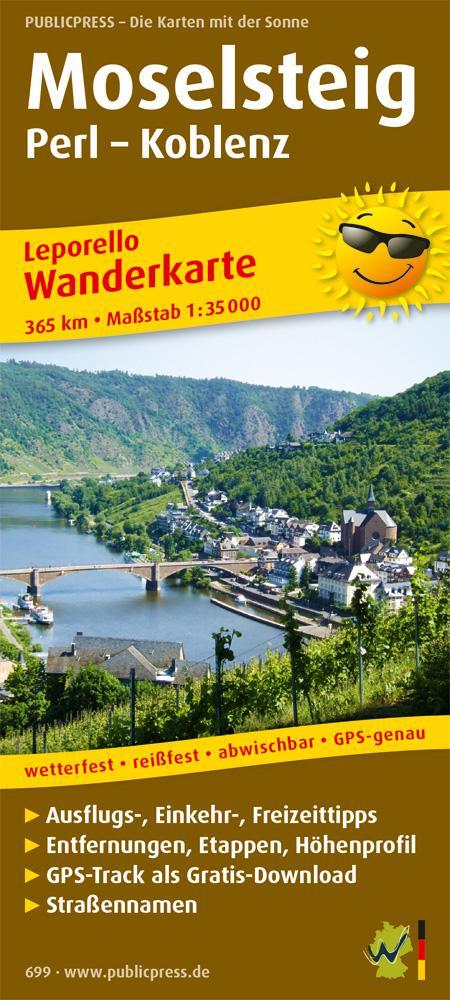 Cover: 9783899206999 | Moselsteig, Perl - Koblenz | (Land-)Karte | Leporello Wanderkarte