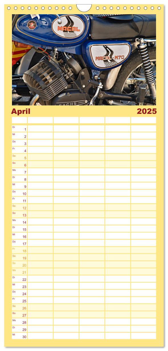 Bild: 9783457099605 | Familienplaner 2025 - Vintage Mopeds mit 5 Spalten (Wandkalender,...