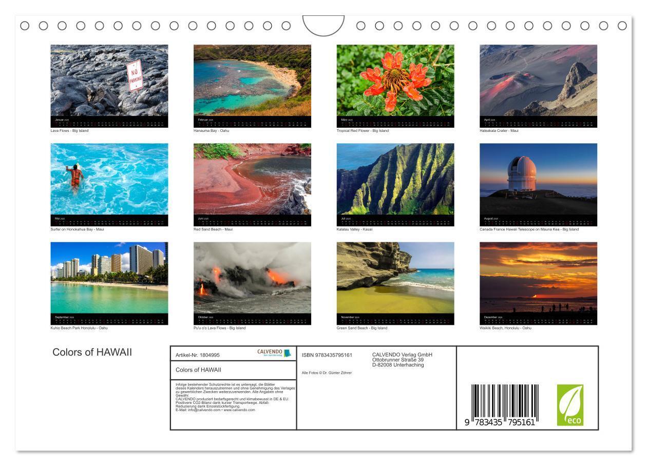 Bild: 9783435795161 | Colors of HAWAII (Wandkalender 2025 DIN A4 quer), CALVENDO...