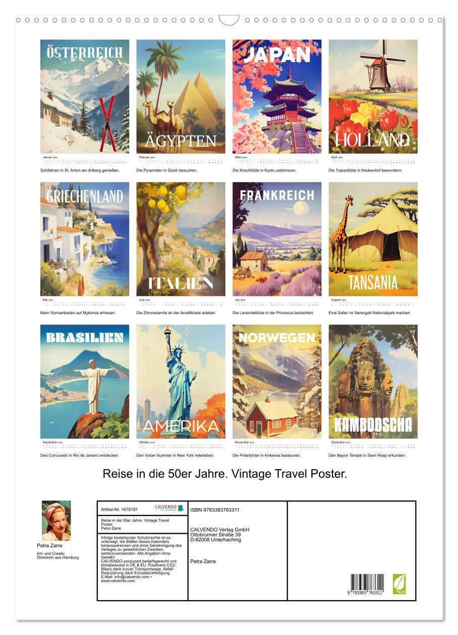 Bild: 9783383763311 | Reise in die 50er Jahre. Vintage Travel Poster. (Wandkalender 2025...