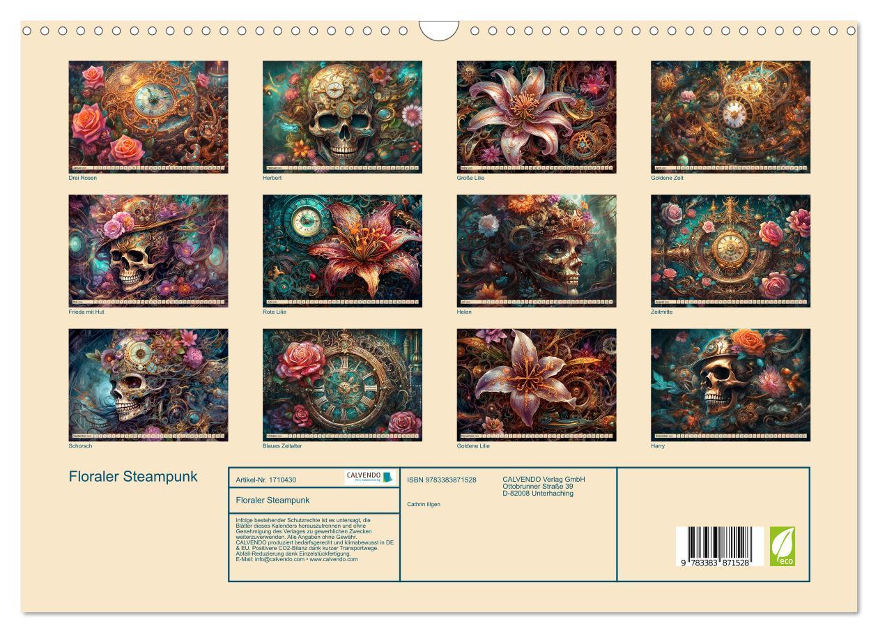 Bild: 9783383871528 | Floraler Steampunk (Wandkalender 2025 DIN A3 quer), CALVENDO...