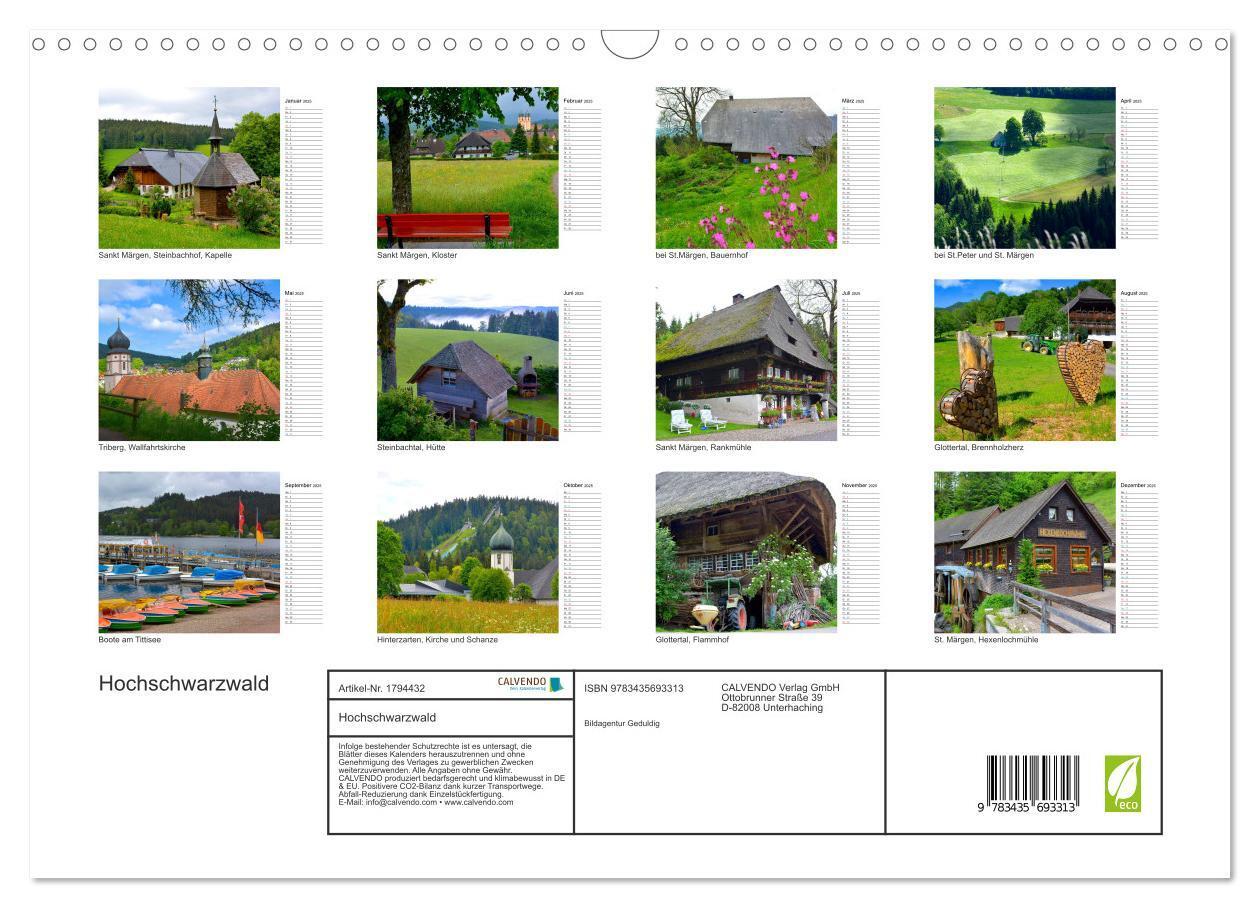 Bild: 9783435693313 | Hochschwarzwald (Wandkalender 2025 DIN A3 quer), CALVENDO...