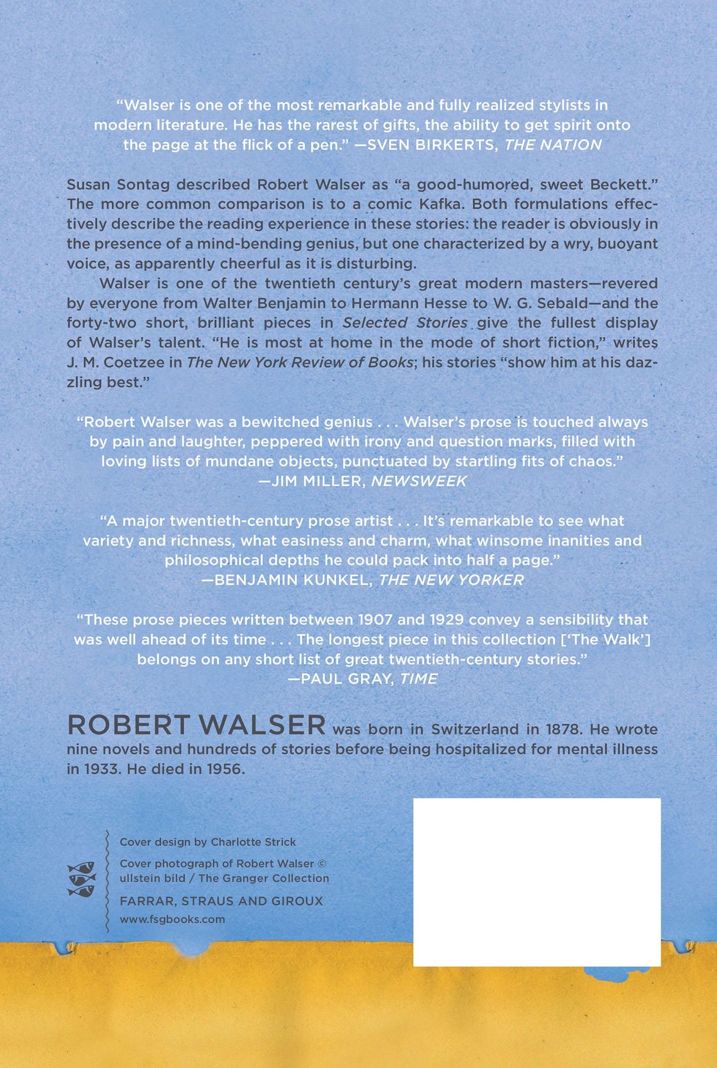 Rückseite: 9780374533625 | Selected Stories | Robert Walser | Taschenbuch | Englisch | 2012