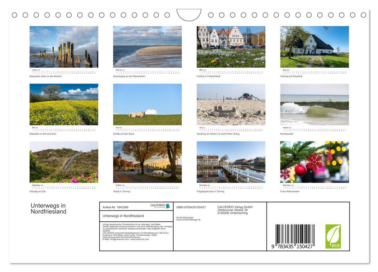 Bild: 9783435150427 | Unterwegs in Nordfriesland (Wandkalender 2025 DIN A4 quer),...