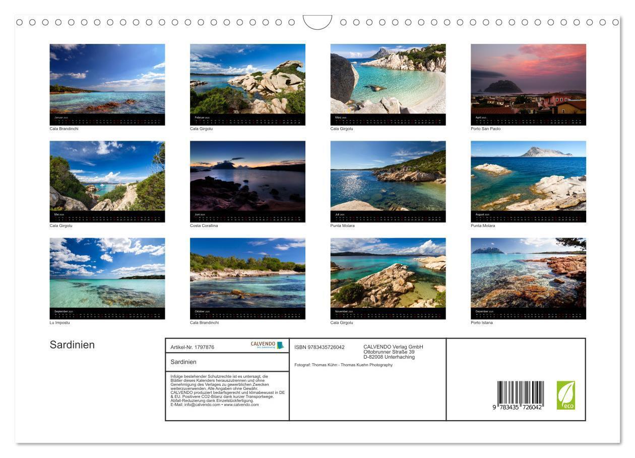 Bild: 9783435726042 | Sardinien (Wandkalender 2025 DIN A3 quer), CALVENDO Monatskalender