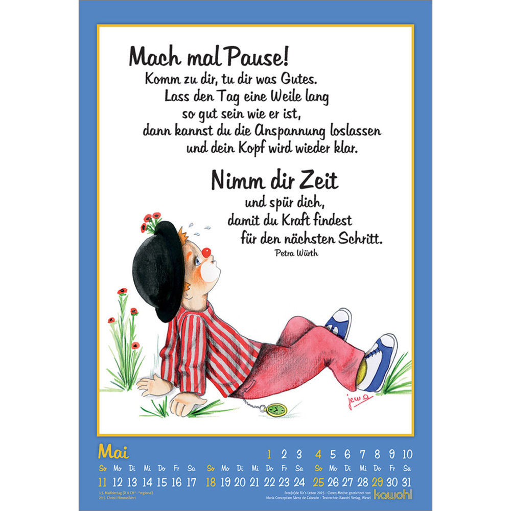 Bild: 9783754844557 | Freu(n)de für's Leben 2025 | Wandkalender mit Clown-Motiven | Bosmans