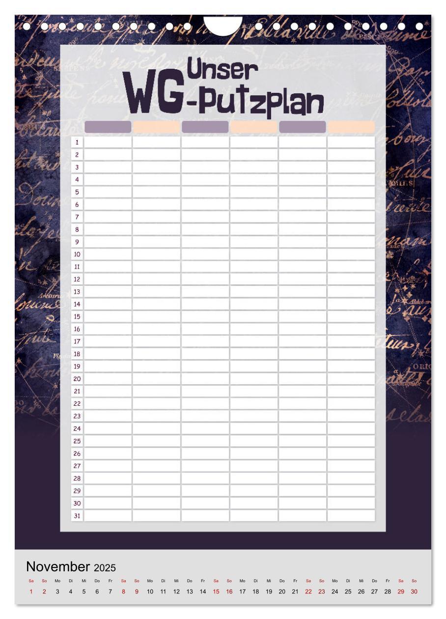 Bild: 9783435891931 | Gothic WG-Putzplan &amp; Kalender 2025 (Wandkalender 2025 DIN A4 hoch),...