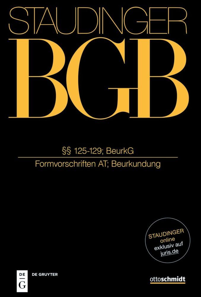 Cover: 9783805913379 | §§ 125-129; BeurkG | (Formvorschriften AT; Beurkundung) | LL.M. | Buch