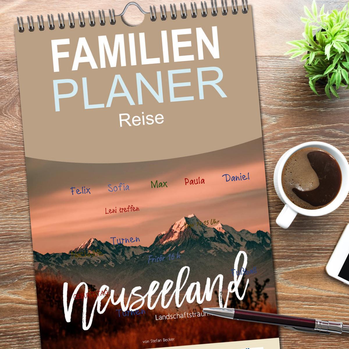 Bild: 9783457108208 | Familienplaner 2025 - Neuseeland - Landschaftsträume mit 5 Spalten...