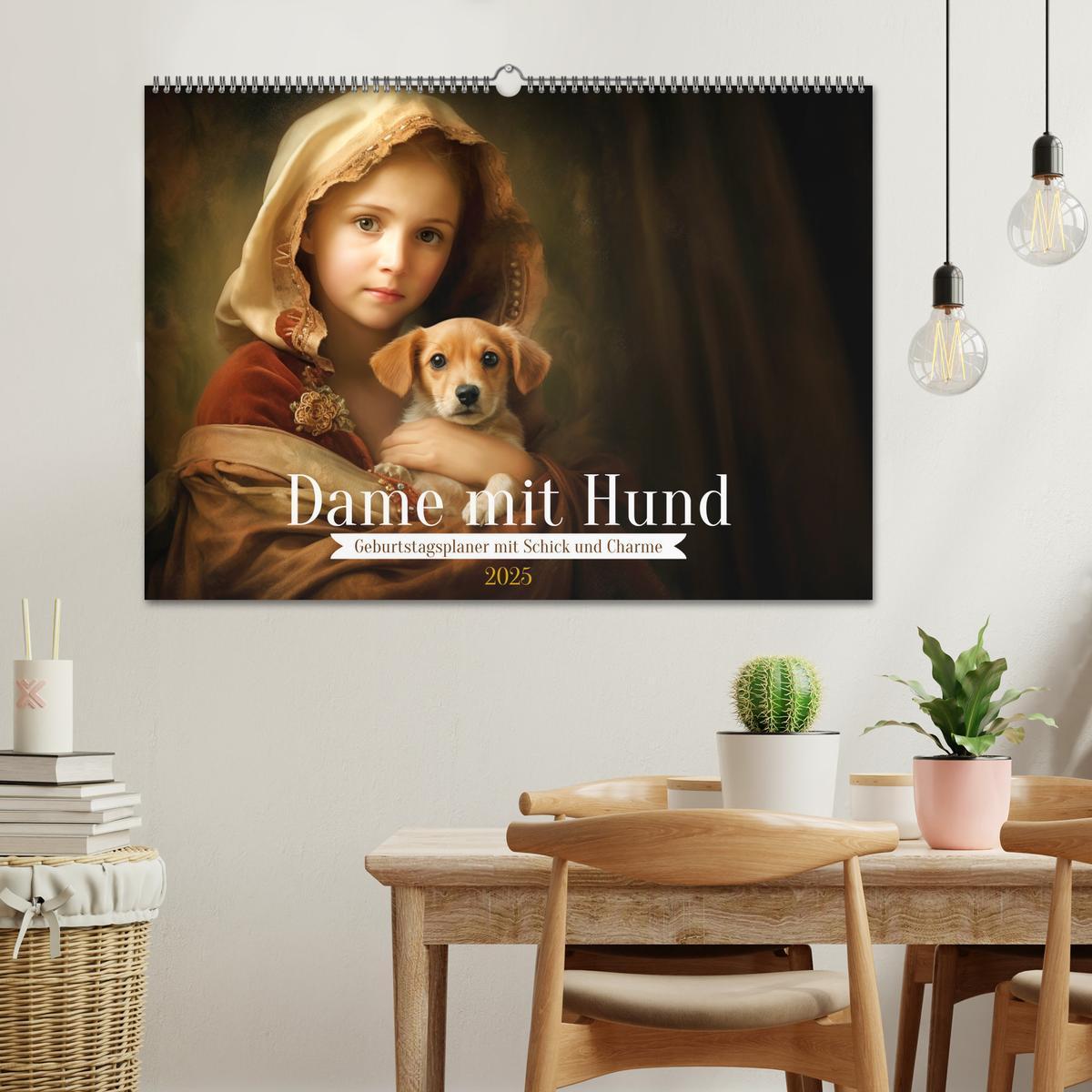 Bild: 9783435013876 | Dame mit Hund (Wandkalender 2025 DIN A2 quer), CALVENDO Monatskalender