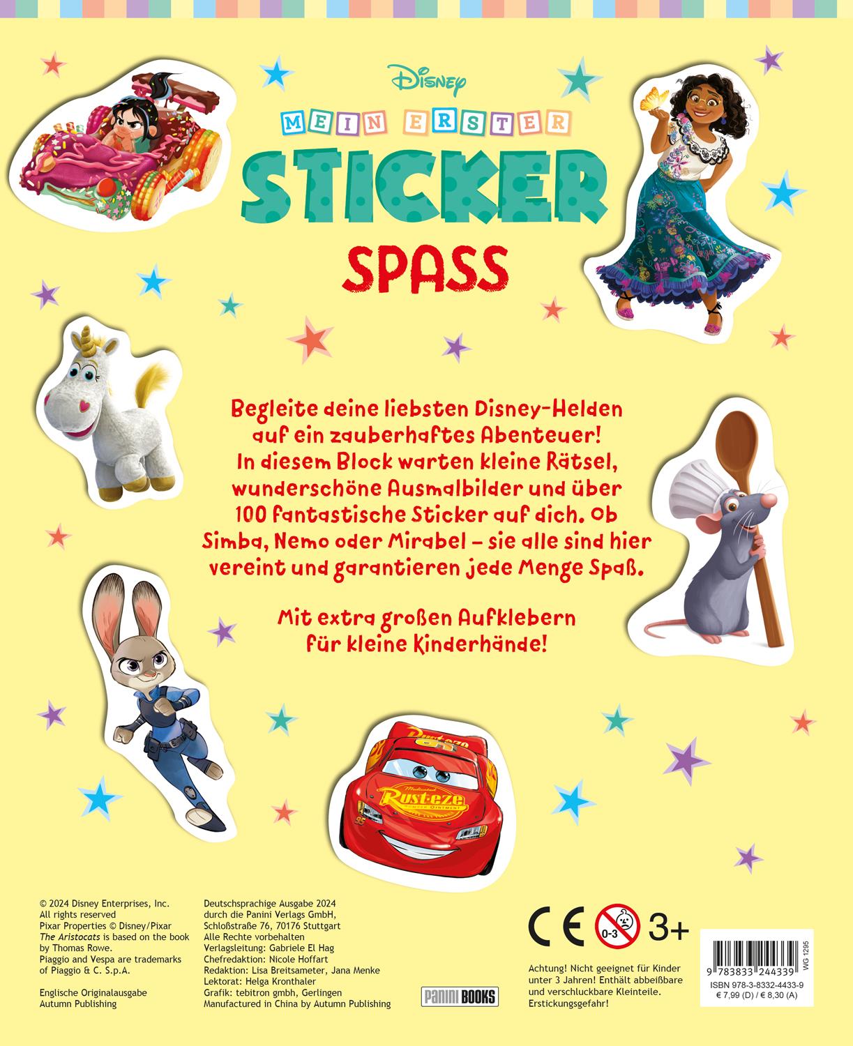 Rückseite: 9783833244339 | Disney: Mein erster Stickerspaß | Disney Enteprises (u. a.) | Buch