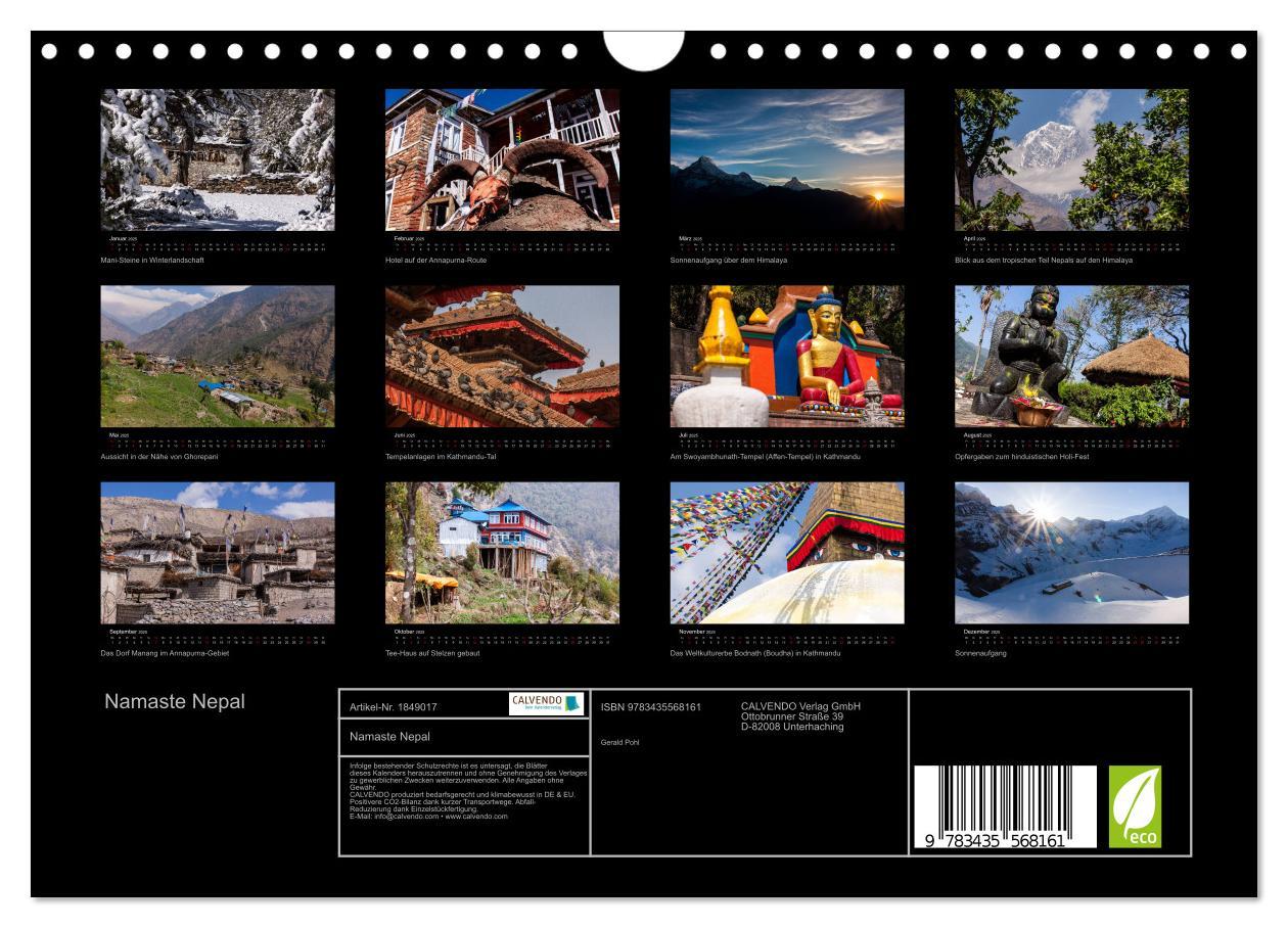 Bild: 9783435568161 | Namaste Nepal (Wandkalender 2025 DIN A4 quer), CALVENDO Monatskalender