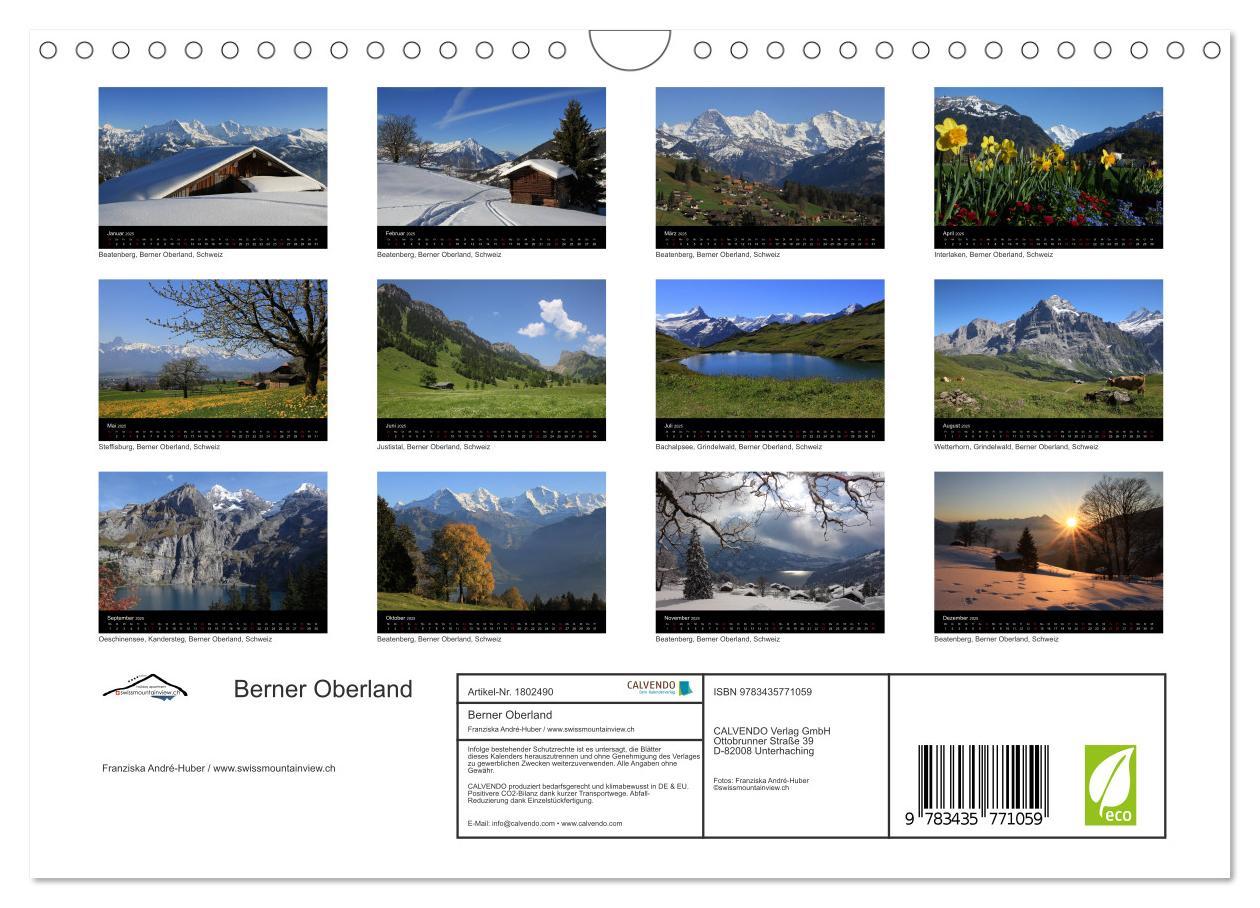 Bild: 9783435771059 | Berner Oberland (Wandkalender 2025 DIN A4 quer), CALVENDO...