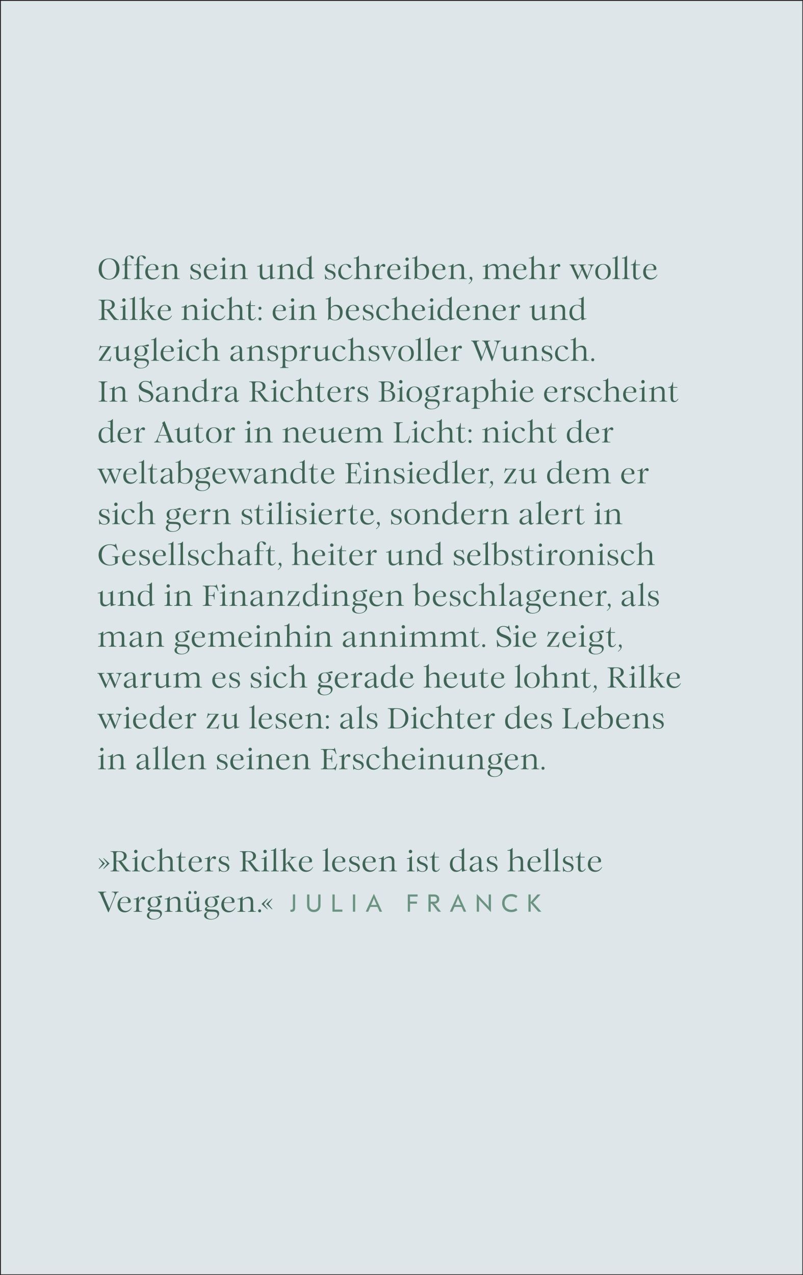 Rückseite: 9783458644828 | Rainer Maria Rilke oder Das offene Leben | Sandra Richter | Buch