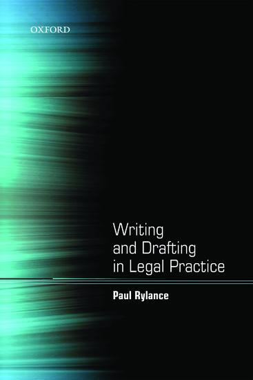 Cover: 9780199589890 | Writing and Drafting in Legal Practice | Paul Rylance | Taschenbuch