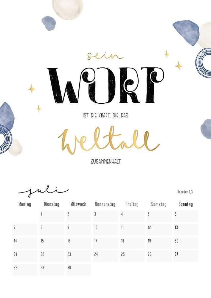 Bild: 4250222905157 | Himmelsglück 2025 | Bibel-Lettering Kalender | Annika Mengel | 13 S.