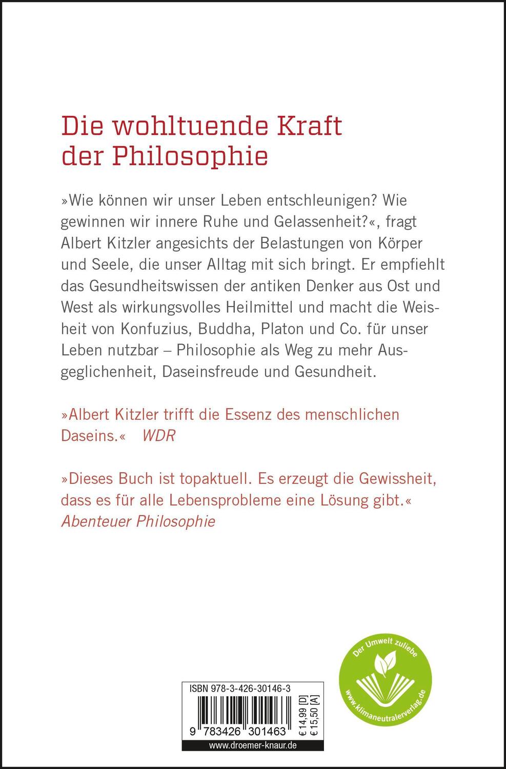 Rückseite: 9783426301463 | Denken heilt! | Philosophie für ein gesundes Leben | Albert Kitzler