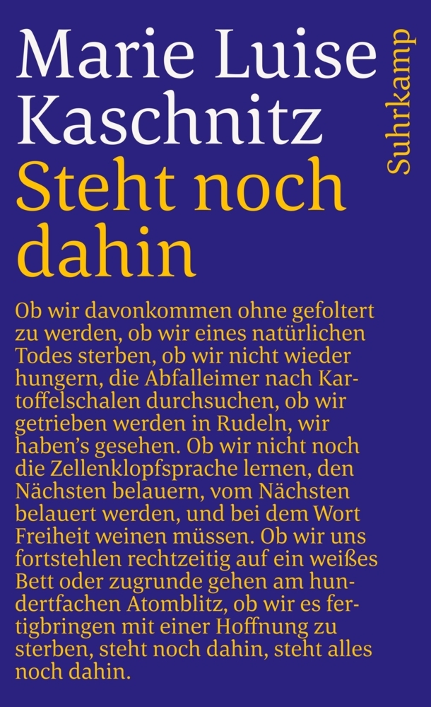 Cover: 9783518365571 | Steht noch dahin | Marie Luise Kaschnitz | Taschenbuch | 89 S. | 1990