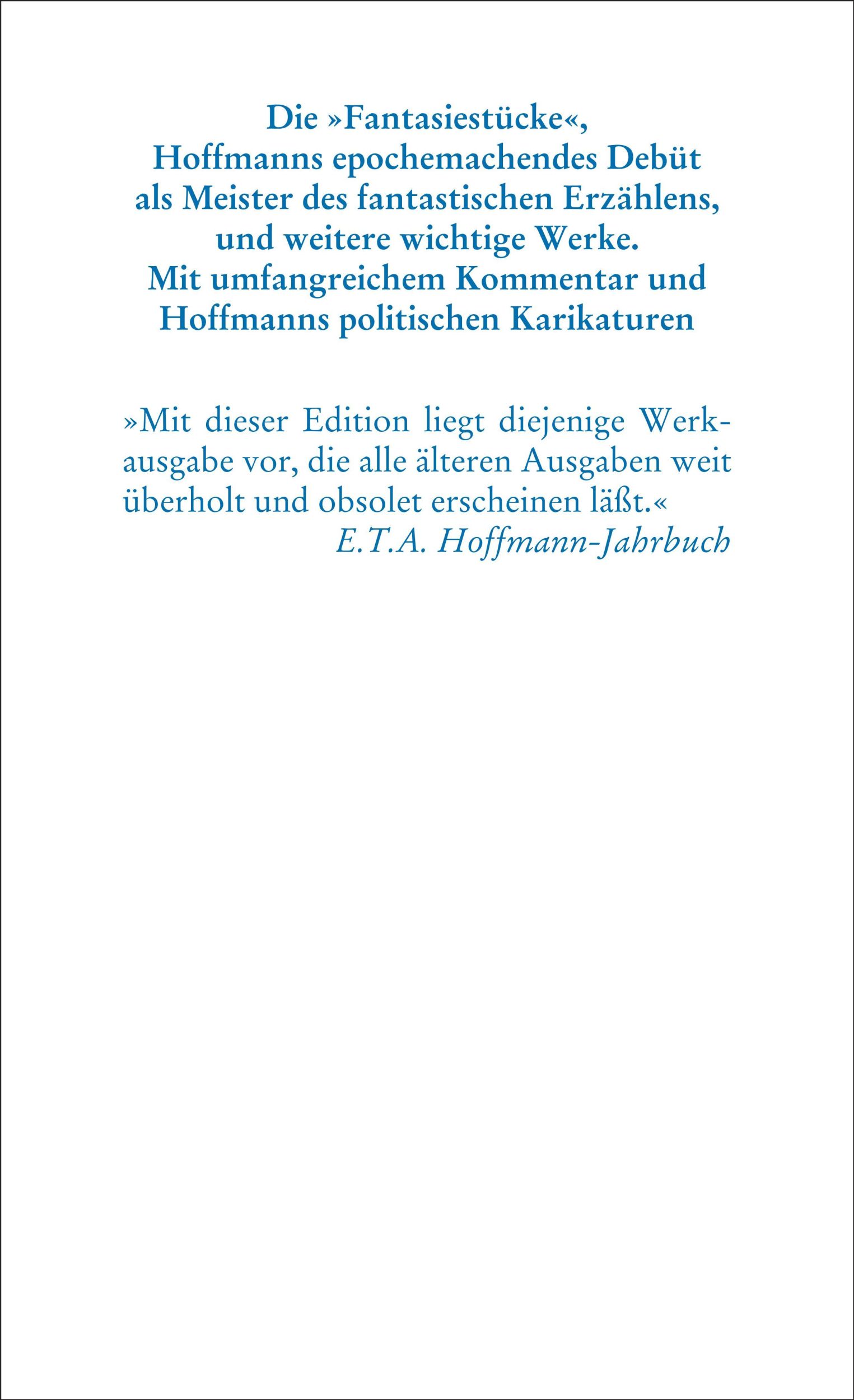 Rückseite: 9783618680147 | Fantasiestücke | in Callot's Manier, Werke 1814 | Hoffmann | Buch