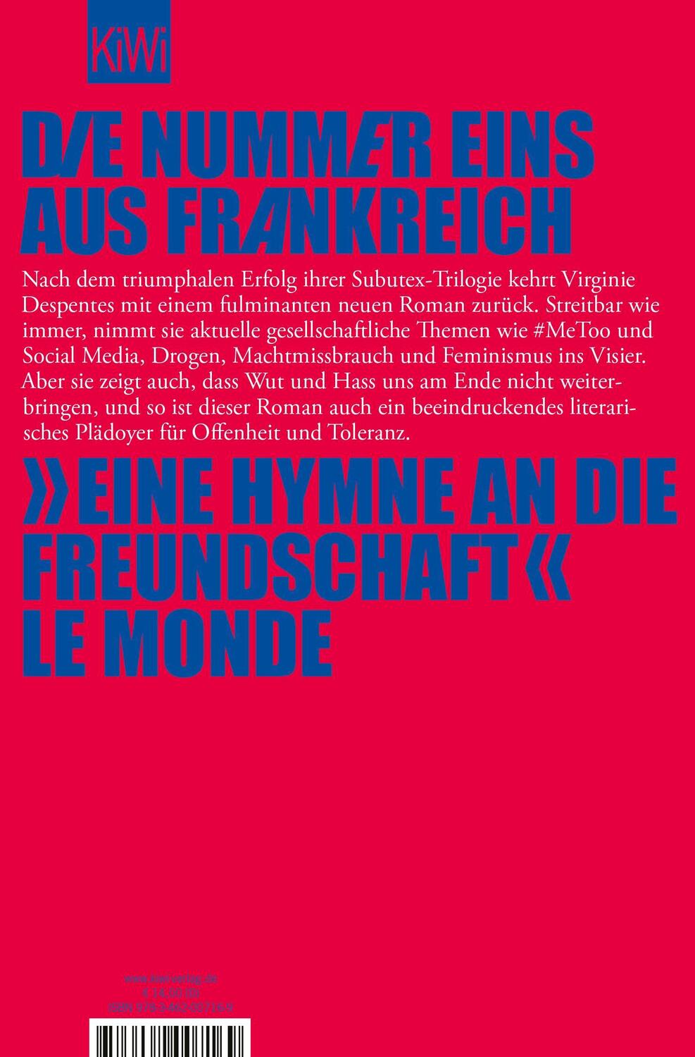 Rückseite: 9783462007169 | Liebes Arschloch | Roman | Virginie Despentes | Taschenbuch | 336 S.