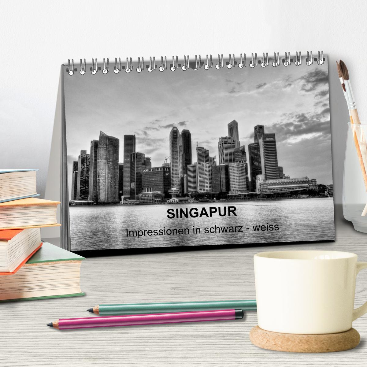 Bild: 9783435638031 | Singapur - Impressionen in schwarz - weiss (Tischkalender 2025 DIN...