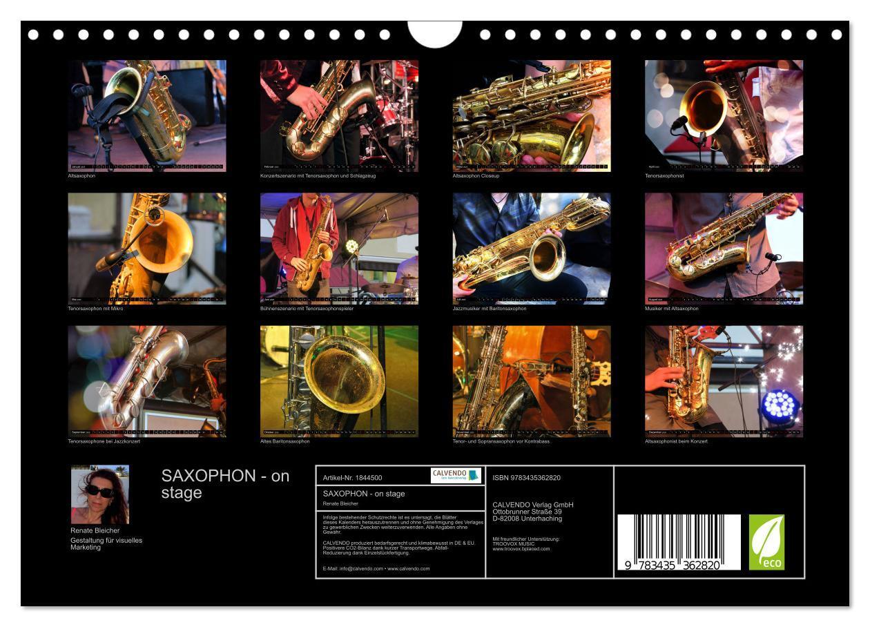 Bild: 9783435362820 | SAXOPHON - on stage (Wandkalender 2025 DIN A4 quer), CALVENDO...