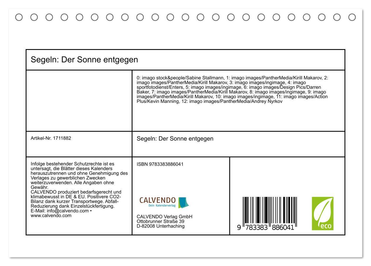 Bild: 9783383886041 | Segeln: Der Sonne entgegen (Tischkalender 2025 DIN A5 quer),...