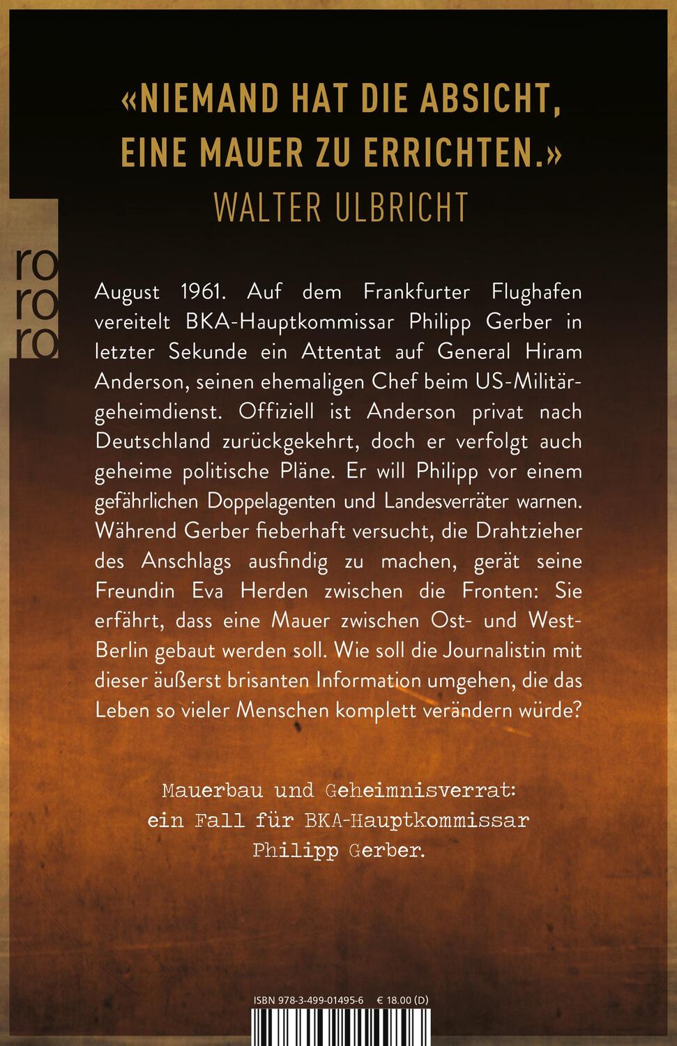 Rückseite: 9783499014956 | Mauern und Lügen | Historischer Thriller | Ralf Langroth | Taschenbuch