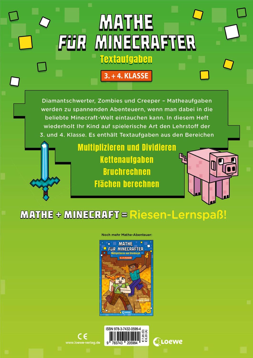 Rückseite: 9783743205994 | Mathe für Minecrafter - Textaufgaben 3. und 4. Klasse | Rätseln | Buch