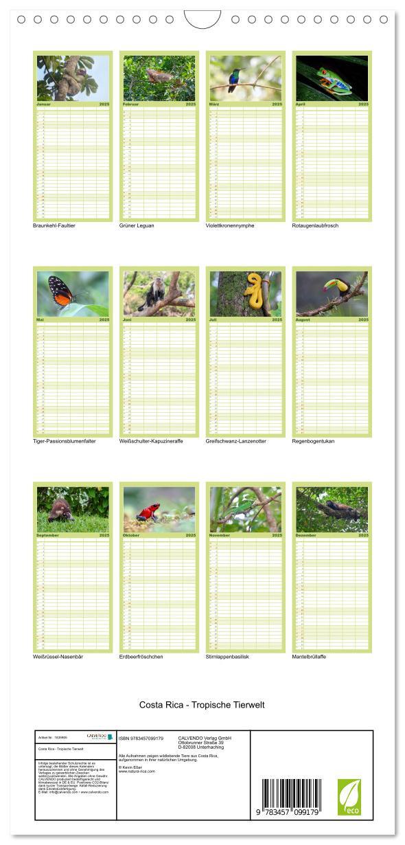 Bild: 9783457099179 | Familienplaner 2025 - Costa Rica - Tropische Tierwelt mit 5 Spalten...