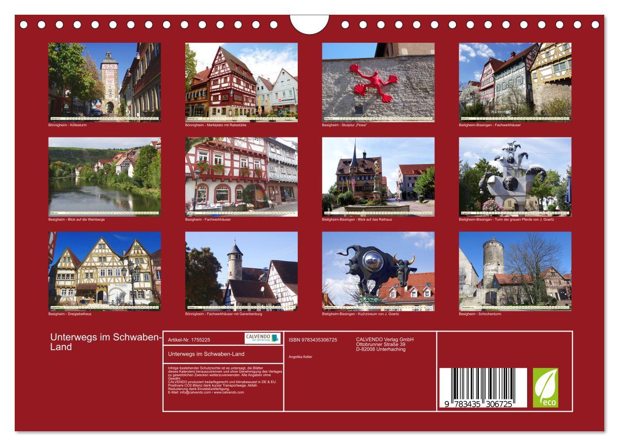 Bild: 9783435306725 | Unterwegs im Schwaben-Land (Wandkalender 2025 DIN A4 quer),...