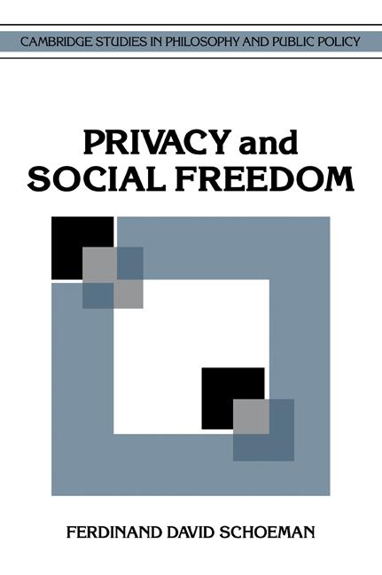 Cover: 9780521061360 | Privacy and Social Freedom | Ferdinand David Schoeman | Taschenbuch