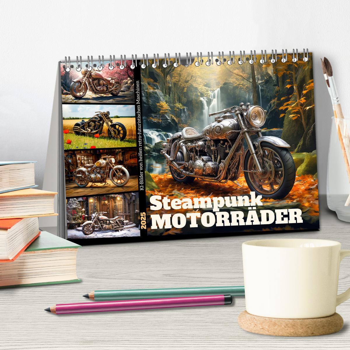 Bild: 9783435015092 | Steampunk Motorräder (Tischkalender 2025 DIN A5 quer), CALVENDO...