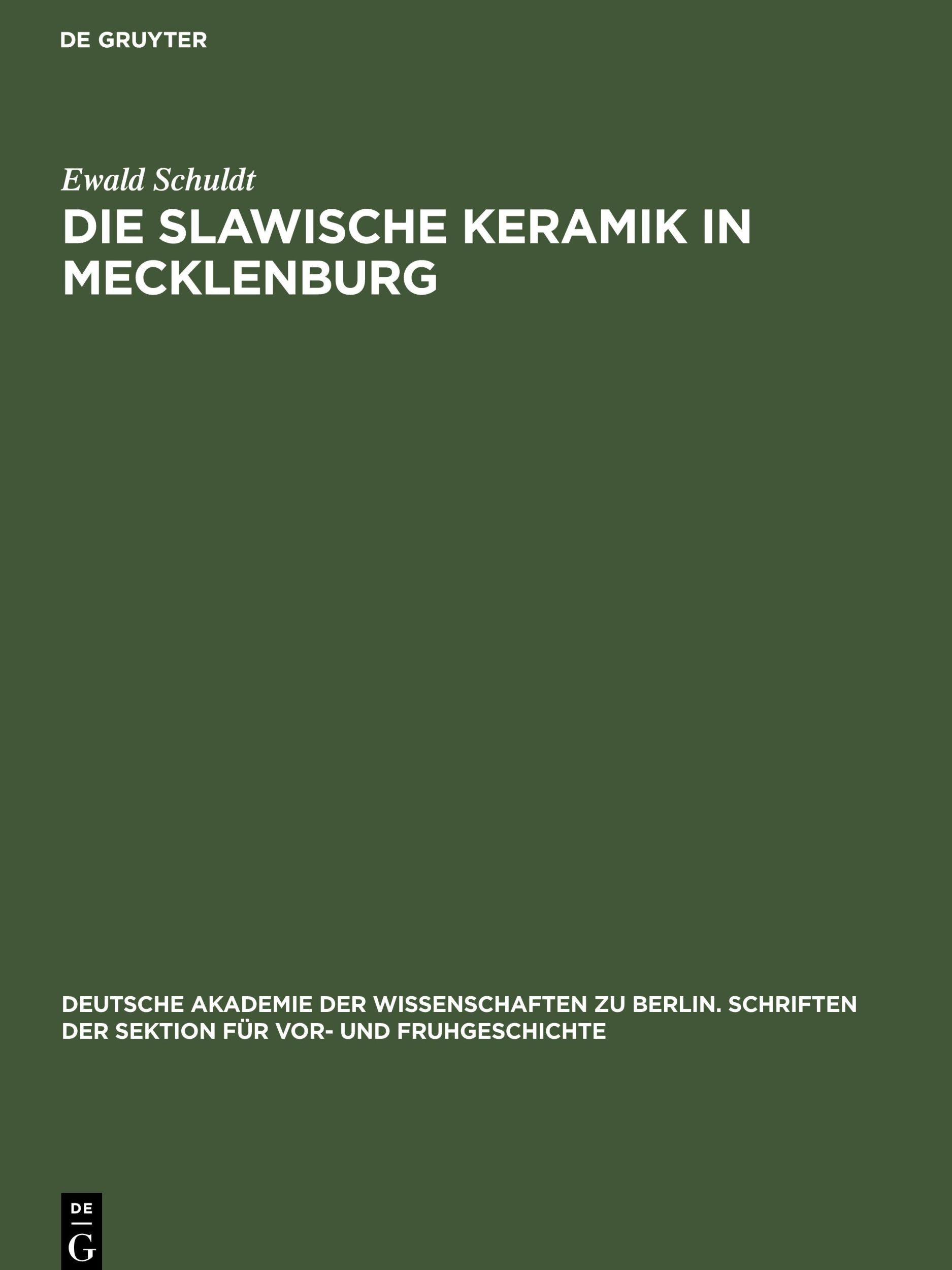 Cover: 9783112568897 | Die slawische Keramik in Mecklenburg | Ewald Schuldt | Buch | Gebunden