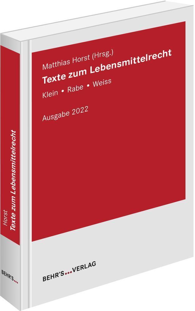 Cover: 9783954688784 | Texte zum Lebensmittelrecht | Klein - Rabe - Weiss | Matthias Horst