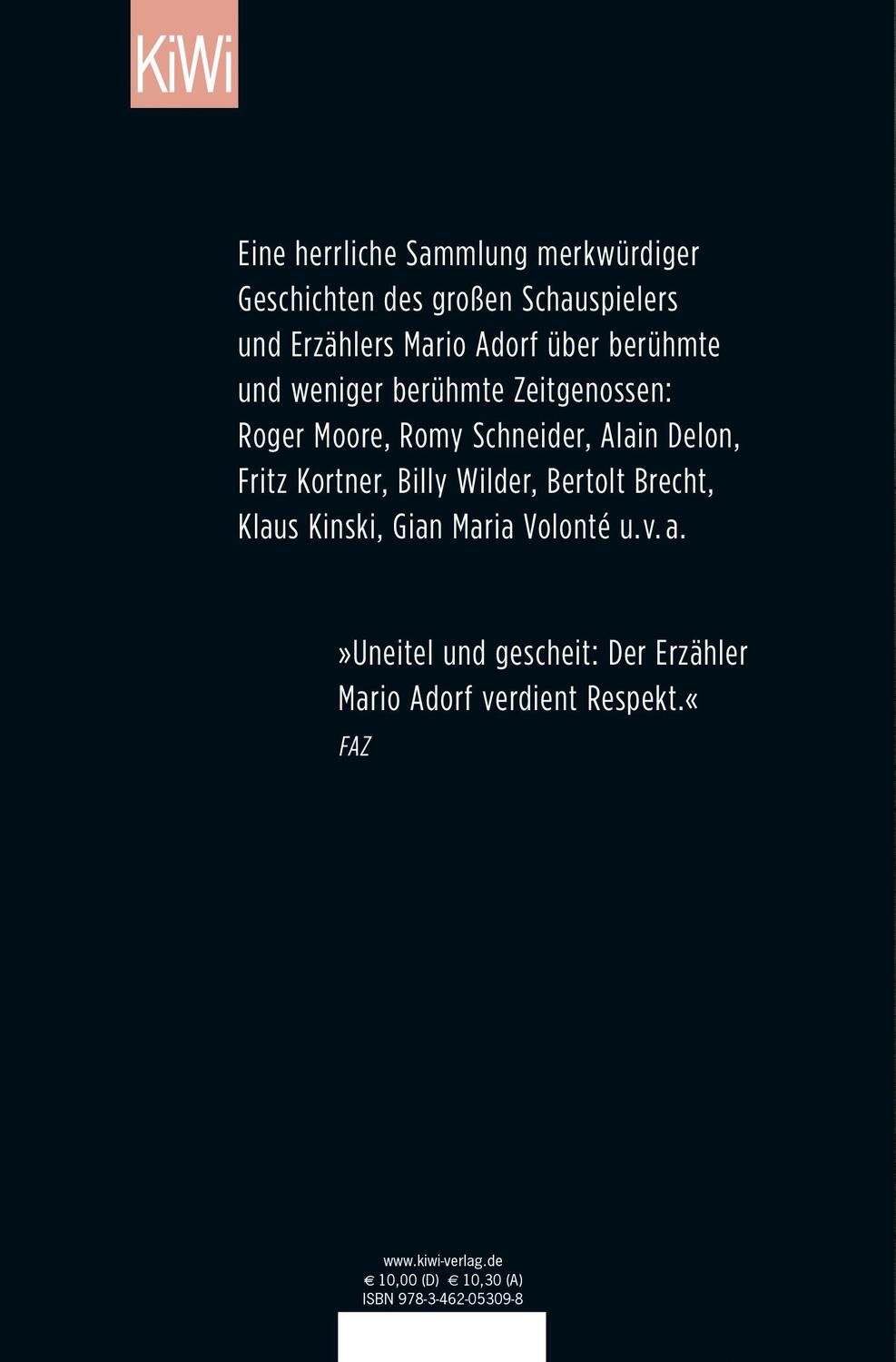 Rückseite: 9783462053098 | Der Fenstersturz | Merkwürdige Geschichten | Mario Adorf | Taschenbuch