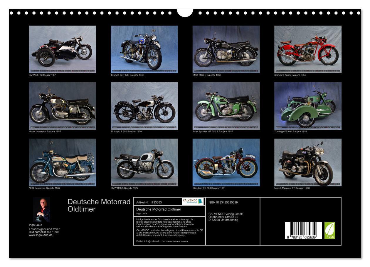 Bild: 9783435685639 | Deutsche Motorrad Oldtimer (Wandkalender 2025 DIN A3 quer),...