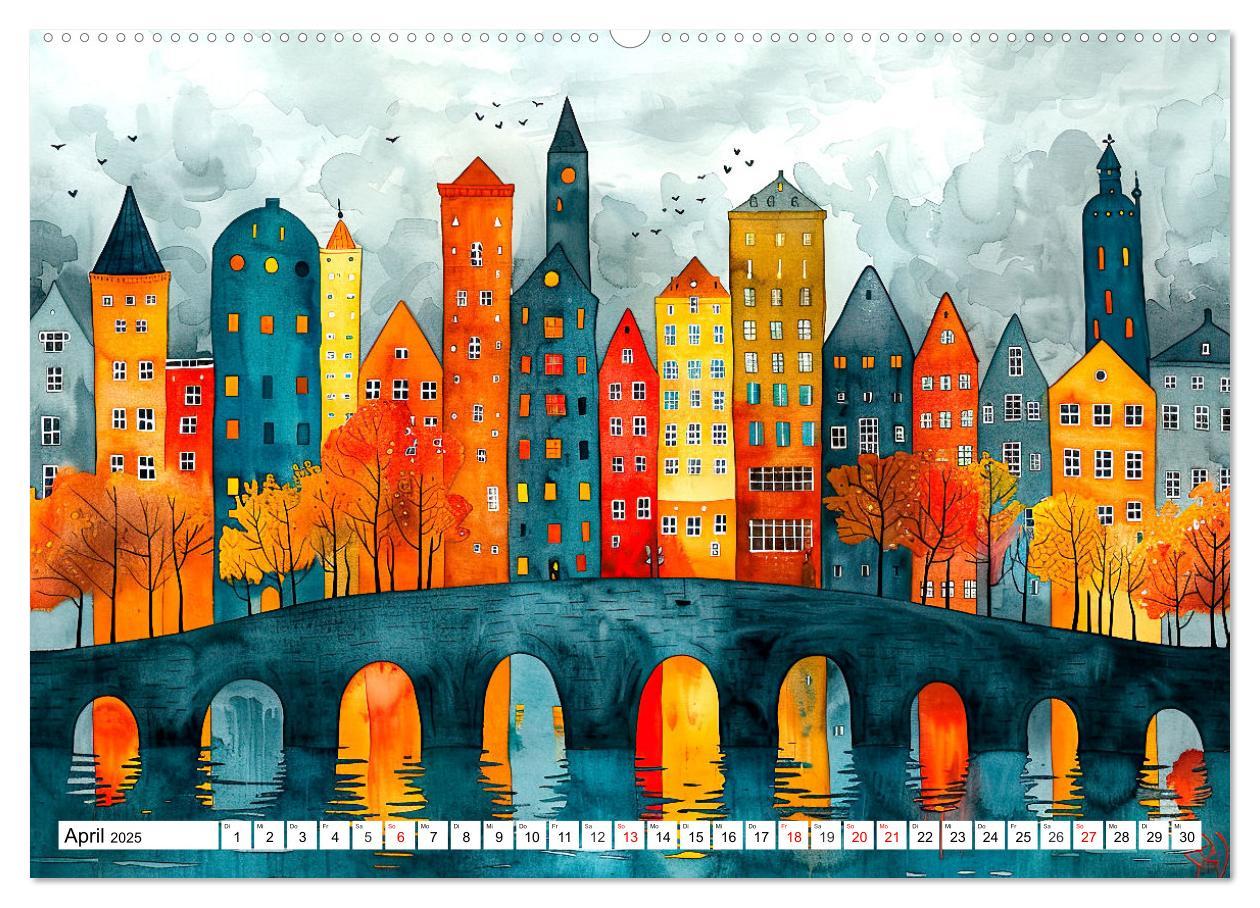 Bild: 9783383821714 | Stadt - Eine farbenfrohe Skyline (Wandkalender 2025 DIN A2 quer),...