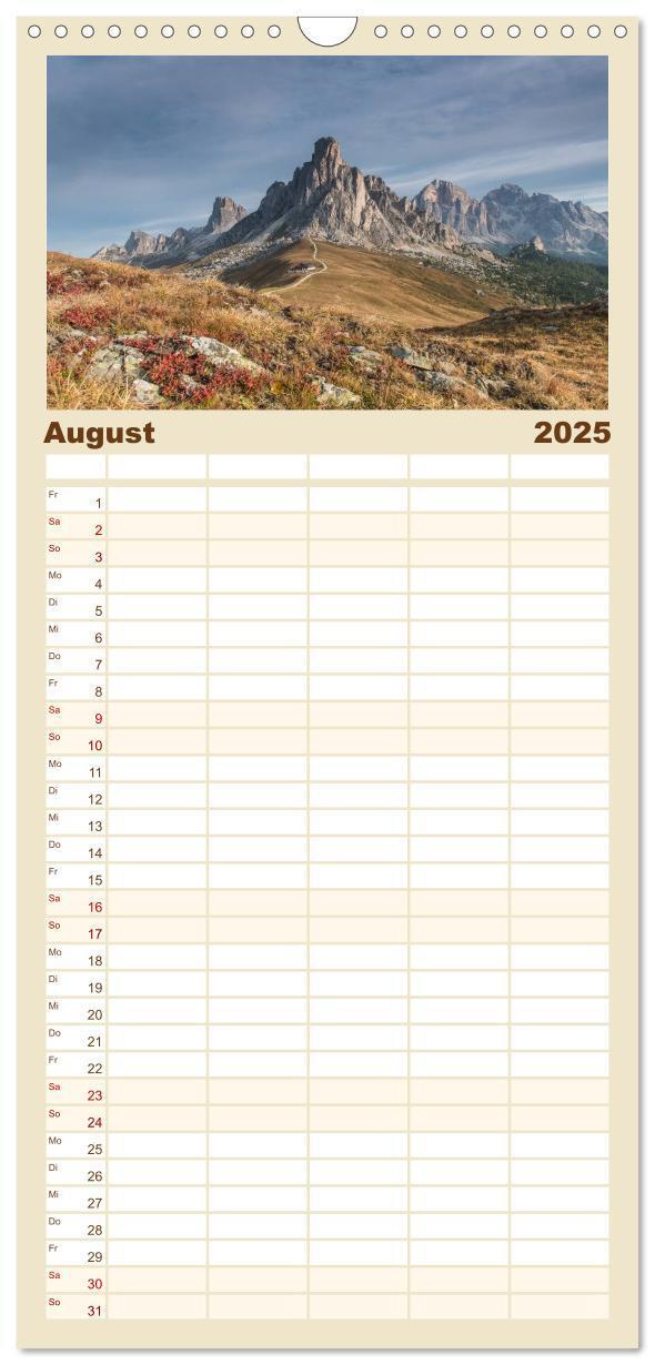 Bild: 9783457120712 | Familienplaner 2025 - Dolomiten mit 5 Spalten (Wandkalender, 21 x...