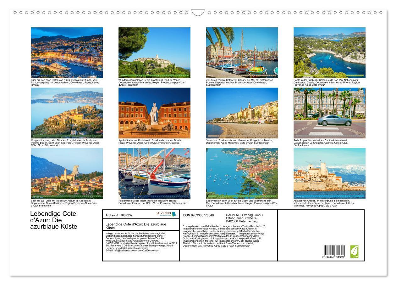 Bild: 9783383776649 | Lebendige Cote d'Azur: Die azurblaue Küste (Wandkalender 2025 DIN...